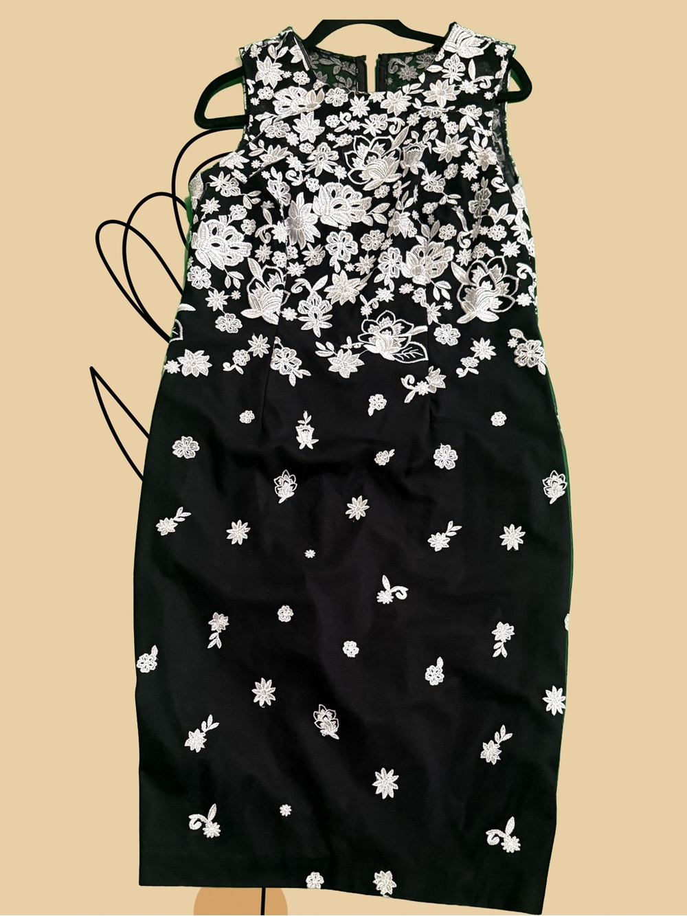 White House Black Market Black Dress with White Floral Lace